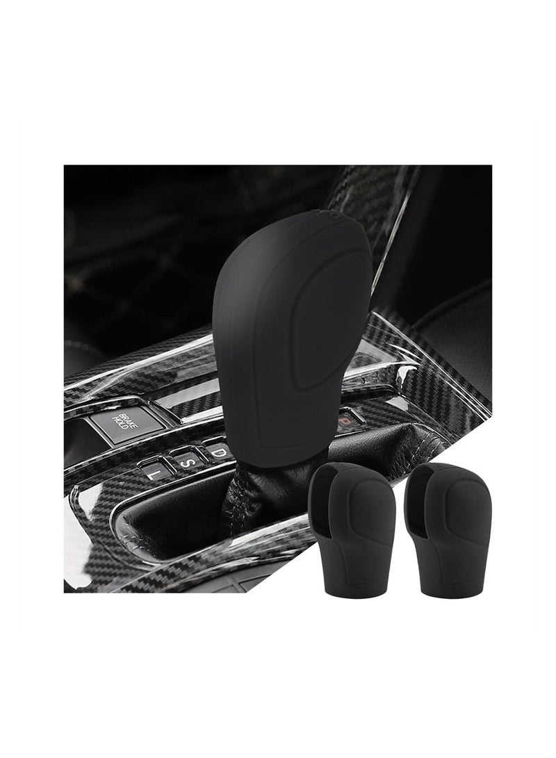 Car Gear Shift Knob Cover, 4 Pack Anti-Slip Auto Knob Gear Stick Protector, Comfortable Silicone Handbrake Shifter Cover for Men Women, Universal Vehicle Interior Accessories, Black - Image 1