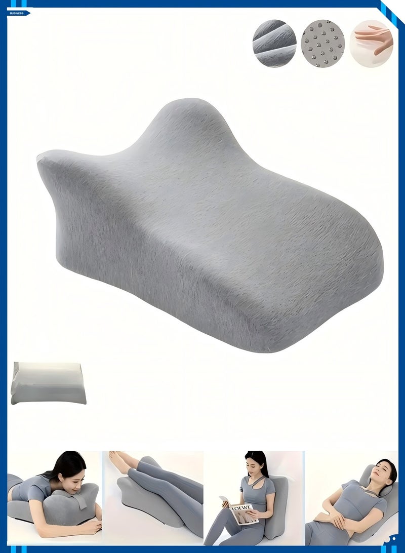 Adult Ergonomic Memory Foam Bed Triangle Wedge Pillow Headboard for Sitting up Back Neck Pain Relief with Face Down Massage Prone Pillow Function for Reading, with Washable Cover - Image 1