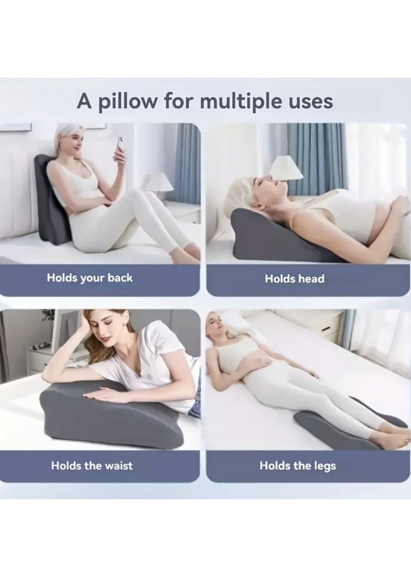 Adult Ergonomic Memory Foam Bed Triangle Wedge Pillow Headboard for Sitting up Back Neck Pain Relief with Face Down Massage Prone Pillow Function for Reading, with Washable Cover - Image 4