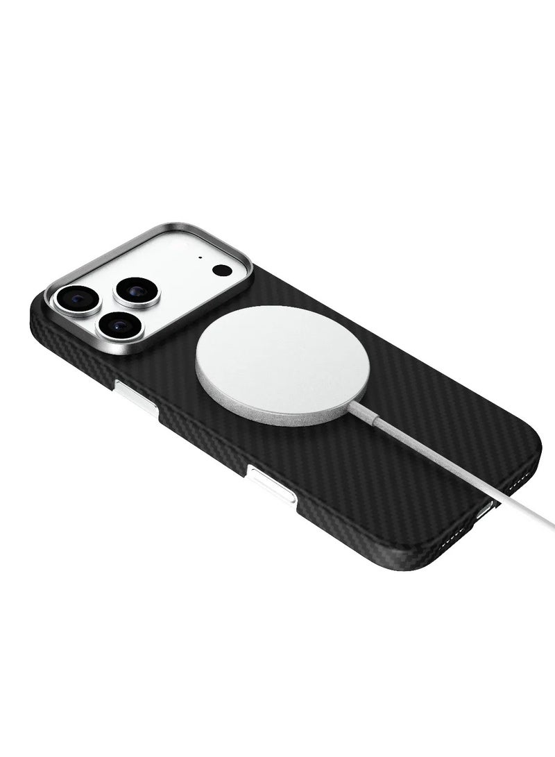 LEVELO iPhone 17 Pro Max MagSafe Case / Sergei 1500D Aramid Fiber Case / iP 17 Pro Max Back Cover - Black - Image 2
