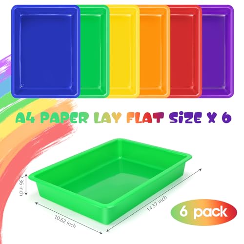 ShineMe Plastic Paper Trays for Classroom 6 Pack Colorful Classroom Turn in Bins Thick and Sturdy A4 Letter Size Flat Storage Trays for Classroom Organization and Storage - Image 3