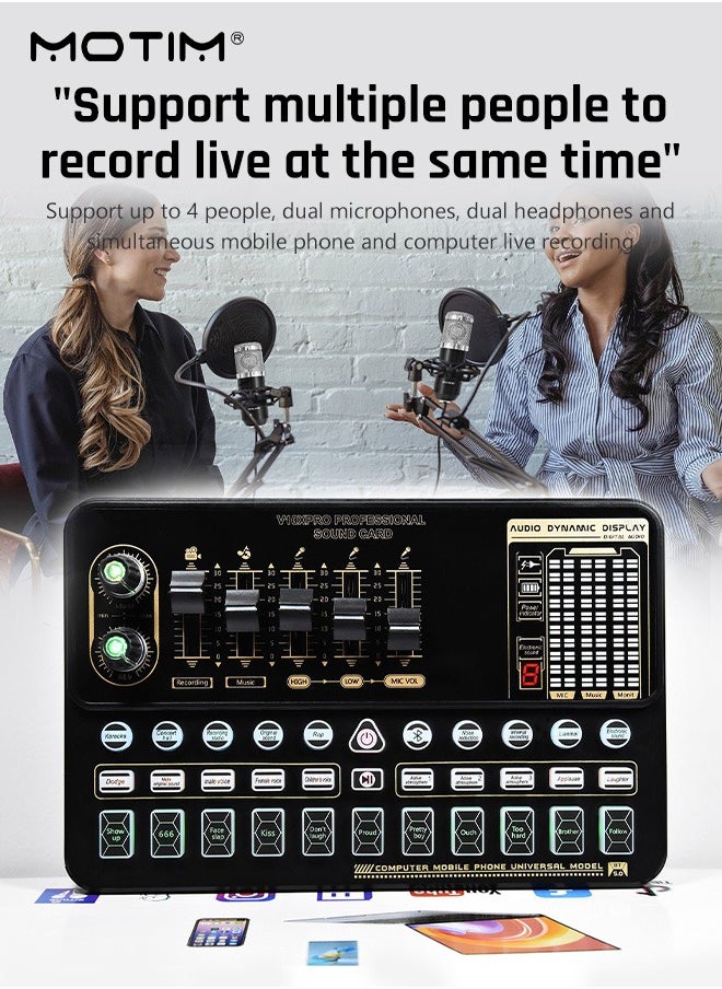 Motim Live Sound Card LED Tone Display Voice Changer Device, Support BT Built-in Multiple Sound Effects, Rechargeable Battery, Campatible with Various Live Stream Apps, Windows and Mac Operating Systems  - Image 5