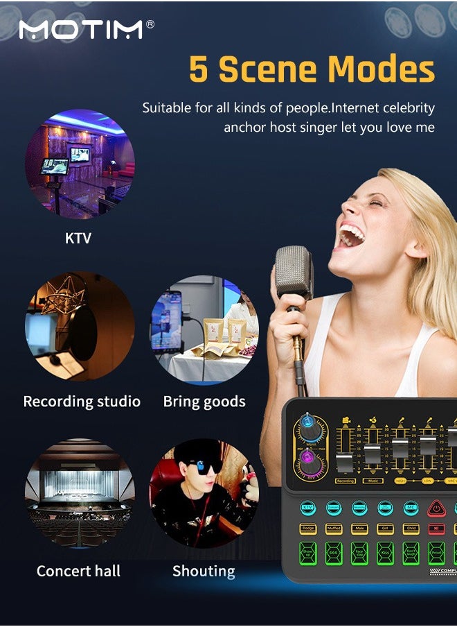 Motim Live Sound Card LED Tone Display Voice Changer Device, Support BT Built-in Multiple Sound Effects, Rechargeable Battery, Campatible with Various Live Stream Apps, Windows and Mac Operating Systems  - Image 3