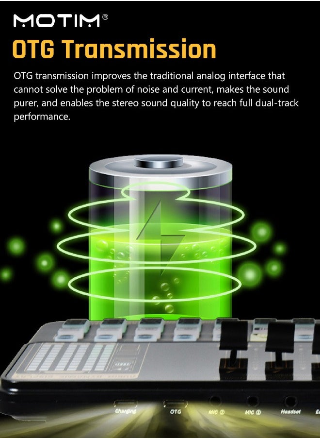Live Sound Card LED Tone Display Voice Changer Device, Support BT Built-in Multiple Sound Effects, Rechargeable Battery, Campatible with Various Live Stream Apps, Windows and Mac Operating Systems