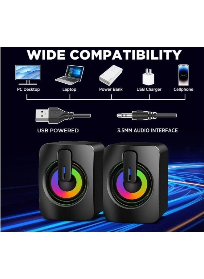 BAEKO Small USB Powered 3.5mm Aux Desktop Computer Speakers,PC Speakers for Desktop,Single Size 9x6.7x6.2 cm - Image 3