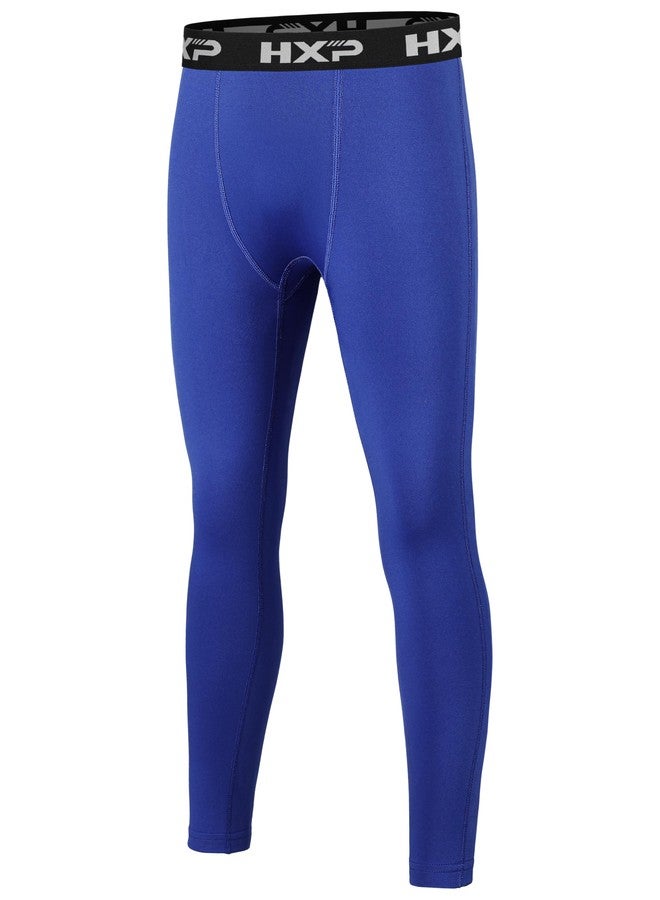 HXP Boys Compression Pants Fleece Lined Boys Leggings for Sports Kids Thermal Pants Youth Compression Pants Tights Color C XL Royal Blue - Image 1