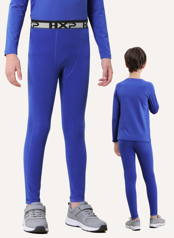 HXP Boys Compression Pants Fleece Lined Boys Leggings for Sports Kids Thermal Pants Youth Compression Pants Tights Color C XL Royal Blue - Image 2