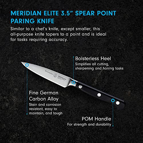 Messermeister Meridian Elite 3.5” Spear Point Paring Knife - Fine German Steel Alloy Blade - Rust Resistant & Easy to Maintain - Image 2