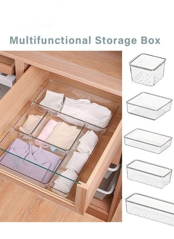 MIXDE 16PCS Clear Plastic Drawer Organizer Set 4 Sizes Desk Drawer Divider Organizers and Storage Bins for Makeup Jewelry Gadgets for Kitchen Bedroom Bathroom Office  - Image 3