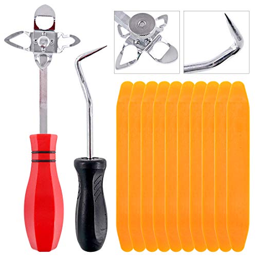 Rustark 12 Piece Windshield Installation Tools kit, 10 Piece Stick Setting Tool, 1 Piece Offset Windshield Installing Tool, 1 Piece Cotter Pin Puller for Installing Windshield Gaskets, Trim and Strips - Image 1