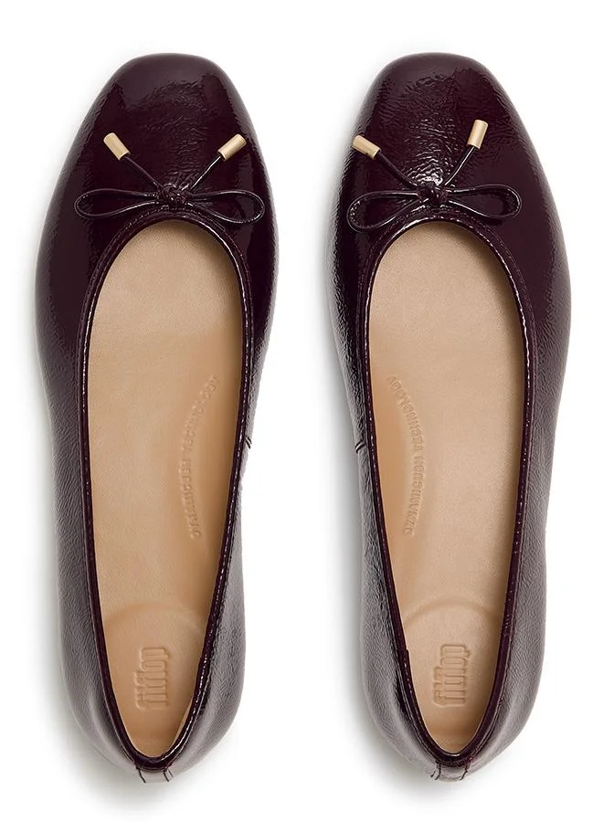 Fitflop DELICATO BOW TEXTURED PATENT-LEATHER BALLET FLATS