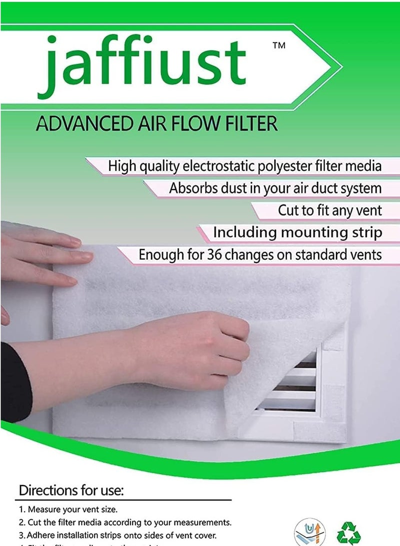Air Vent Filter Set 60'' x 18'' Electrostatic Media With 126" of Installation Tape 20+ Filters per Roll for HVAC, AC & Heating Intake Registers to Reduce Dust and Allergy (Roll, 18''*60'')  - Image 1
