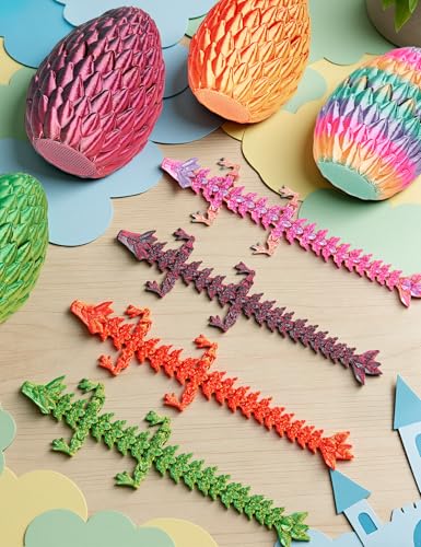 SHUWND 4PCS 3D Printed Dragon Eggs with Dragon InsideMini Easter Eggs Articulated Crystal Fidget ToysEaster Basket StuffersMystery Mythical Pieces 4PCE - Image 5