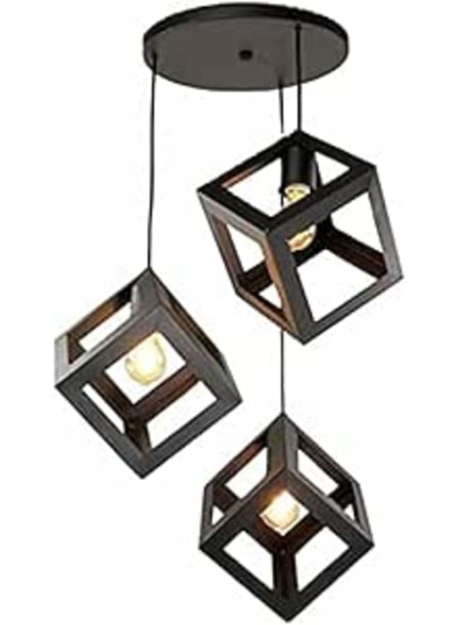 El Rawda Lighting Sign Cubic Metal Vintage Ceiling Decorative Lighting Unit, 3 Pieces, Black