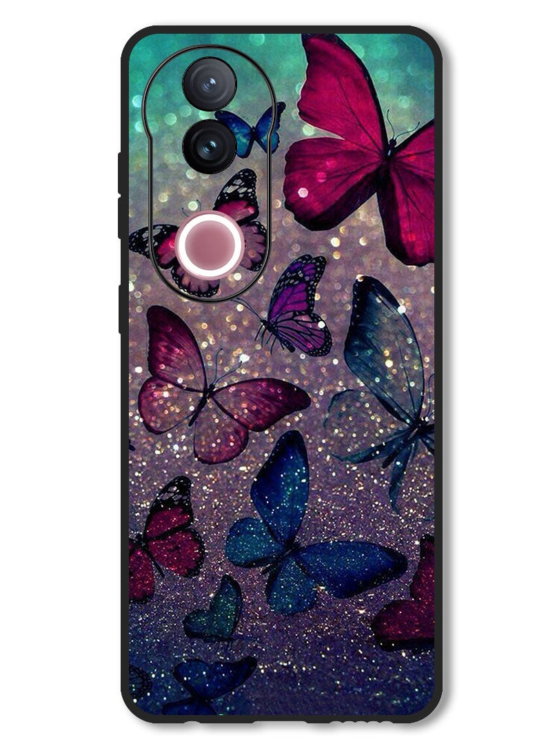 Theodor Case Compatible with Vivo V50 Protection Shockproof Bumper Cover Glitters Butterflies - Image 1
