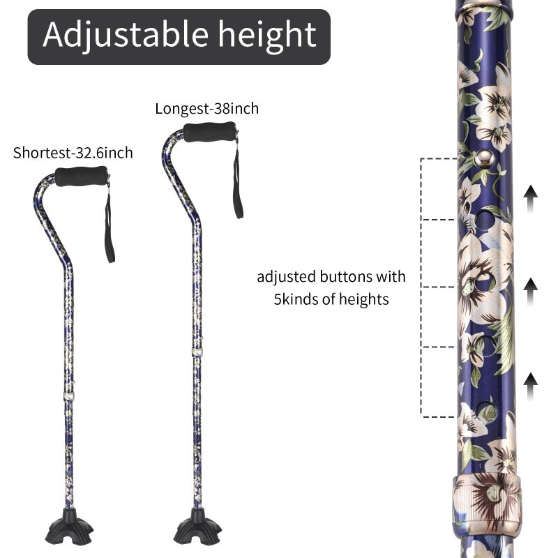 LIXIANG Elegant Walking Cane for Women, Foldable & Adjustable Cane for Seniors with Self-Standing Tip | Lightweight Mobility Aid for Stability & Balance Support - Image 2