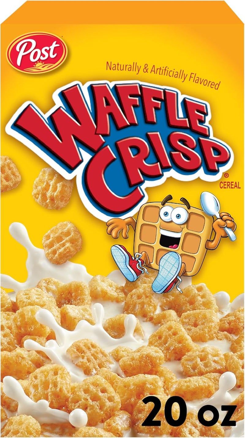 Post Waffle Crisp Breakfast Cereal, Sweetened Waffle Shaped Cereal, 20 OZ Box - Image 1