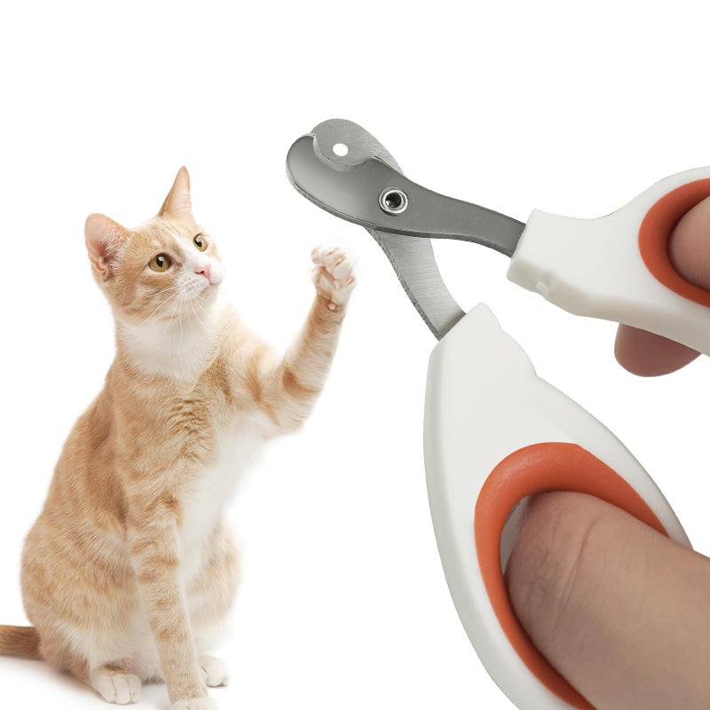 Vesslam Cat Nail Clippers with Circular Cut Hole -Avoid Over Cutting Pet Nail Clippers -Sharp Angled Blade Professional Paw Trimmer Set for Novice Pet Families (Orange) - Image 2