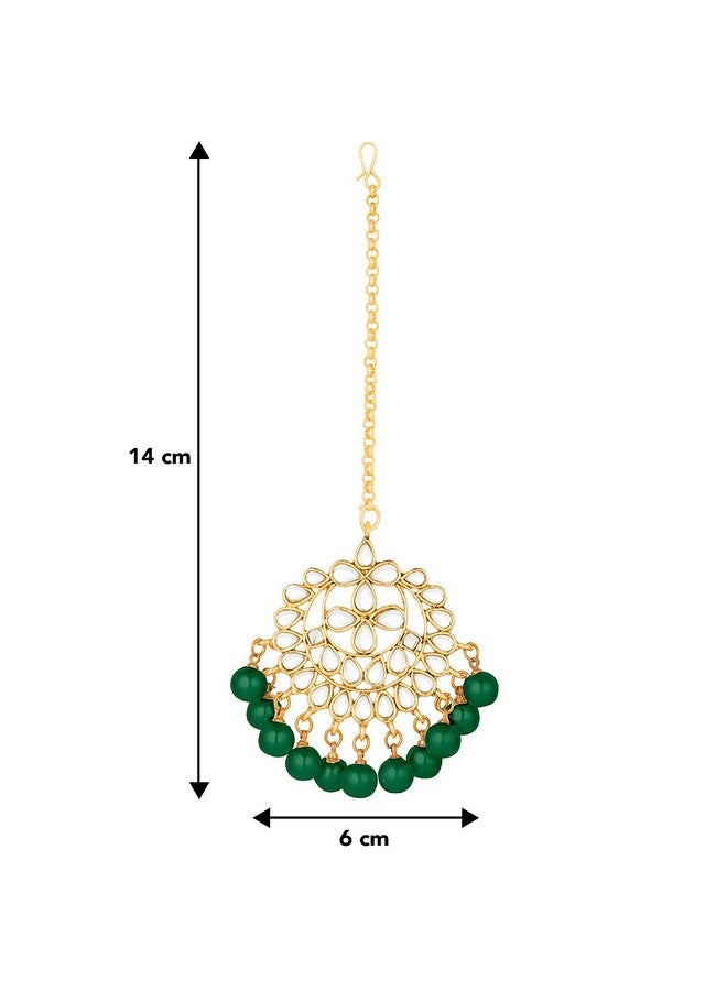 Peora Gold Plated Kundan Pearl Maang Tikka for Women Bridal Wedding Indian Traditional Jewellery - Image 4