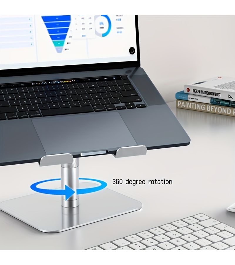 Adjustable Height Laptop Stand Ergonomic Desktop Projector Mount Silvery Aluminum Alloy Cooling Base Compatible with Laptops Tablets Up To 17 Inches For iPad Pro Air Mini And Reading Devices - Image 5