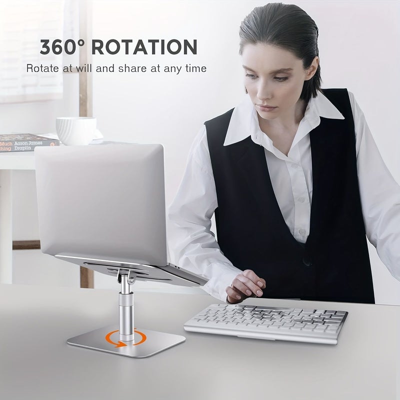 Adjustable Height Laptop Stand Ergonomic Desktop Projector Mount Silvery Aluminum Alloy Cooling Base Compatible with Laptops Tablets Up To 17 Inches For iPad Pro Air Mini And Reading Devices - Image 4