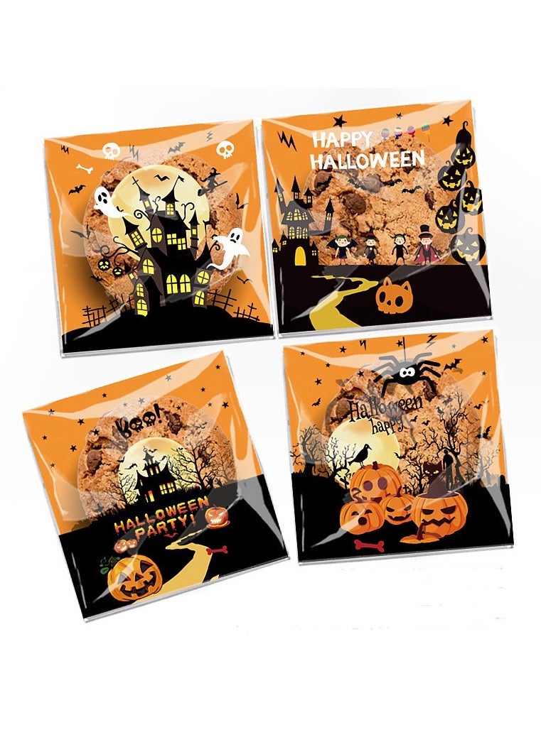 100pcs / pack pumpkin series cookie sweet candy plastic packaging bag party favors decoration supplies size 10*10+3cm