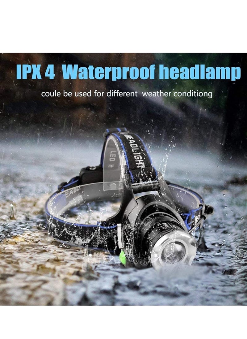 NNEWVANTE - Led Head Torch Headlamp 1000 High Lumens Head Torches With 3 Light Modes, Adjustable & Zoomable Headlights For Safety & Durable Use, Suitable For Camping, Hiking, Running - Super Bright Flas - Image 1