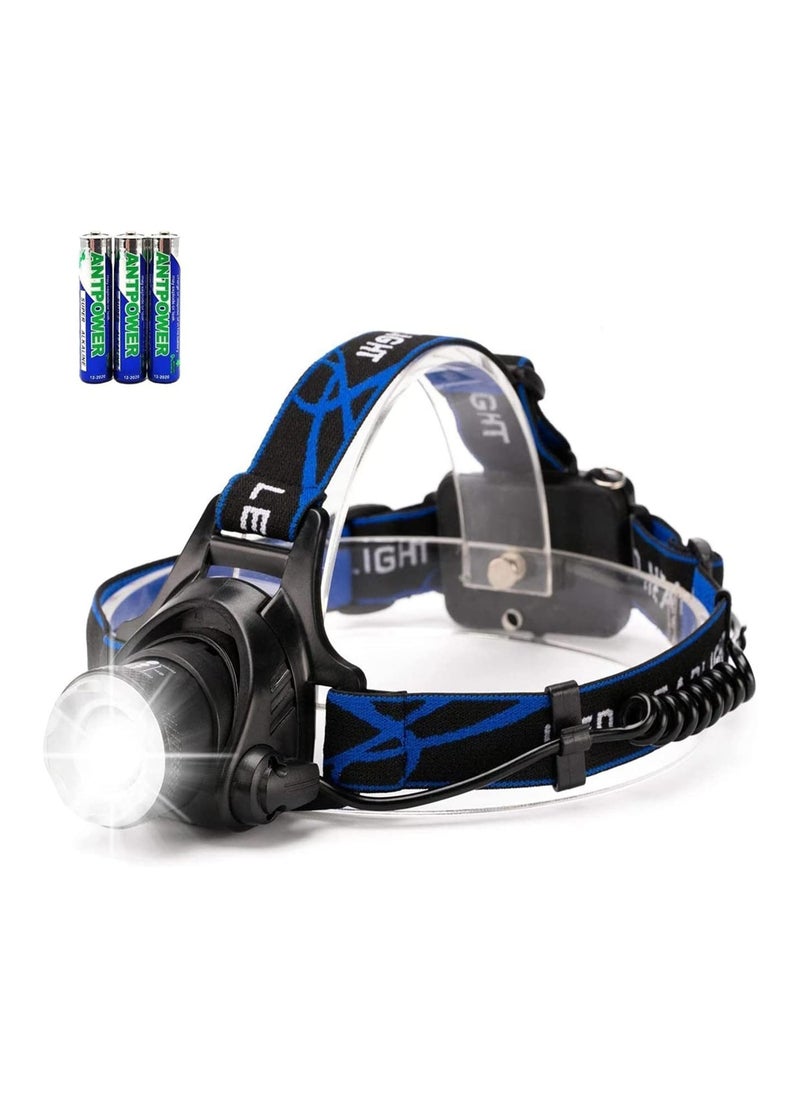 NNEWVANTE - Led Head Torch Headlamp 1000 High Lumens Head Torches With 3 Light Modes, Adjustable & Zoomable Headlights For Safety & Durable Use, Suitable For Camping, Hiking, Running - Super Bright Flas - Image 1