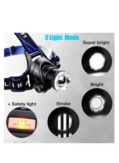 NNEWVANTE Led Head Torch Headlamp 1000 High Lumens Head Torches With 3 Light Modes, Adjustable & Zoomable Headlights For Safety & Durable Use, Suitable For Camping, Hiking, Running - Super Bright Flas  - Image 4