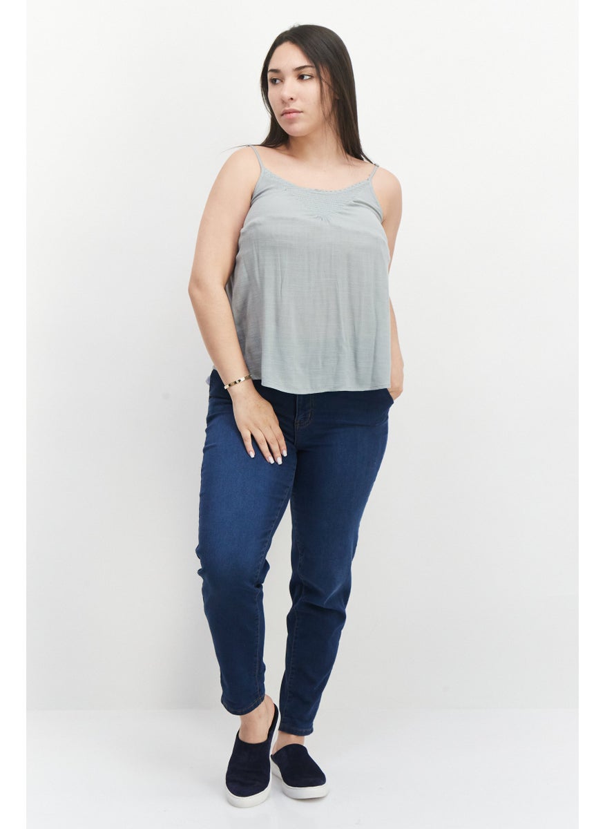 Gentle Fawn - Women Scoop Neck Sleeveless Textured Tank Top, Sage Green - Image 1