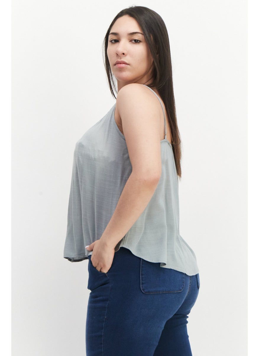 Gentle Fawn - Women Scoop Neck Sleeveless Textured Tank Top, Sage Green - Image 1