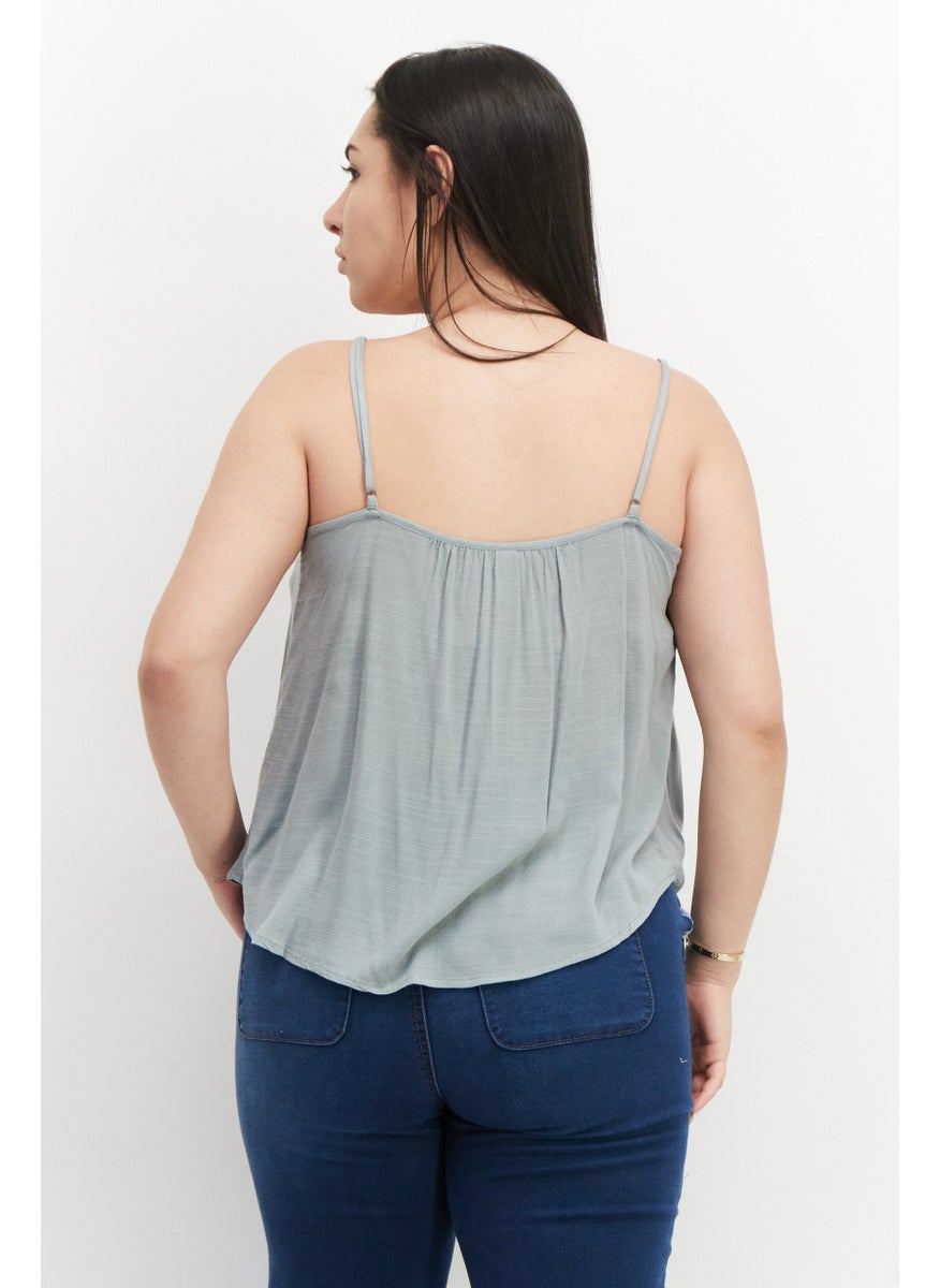 Gentle Fawn - Women Scoop Neck Sleeveless Textured Tank Top, Sage Green - Image 1