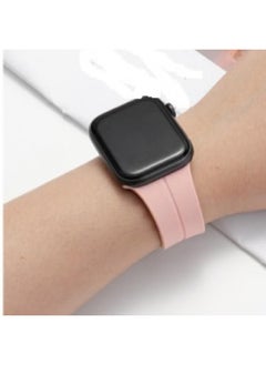 Generic Flex Fit For Apple Watch Series Nike+ Sports Edition 44/45mm D-Shape Magnetic Clasp Silicone Replacement Sport Wristband Band -pink  - Image 2