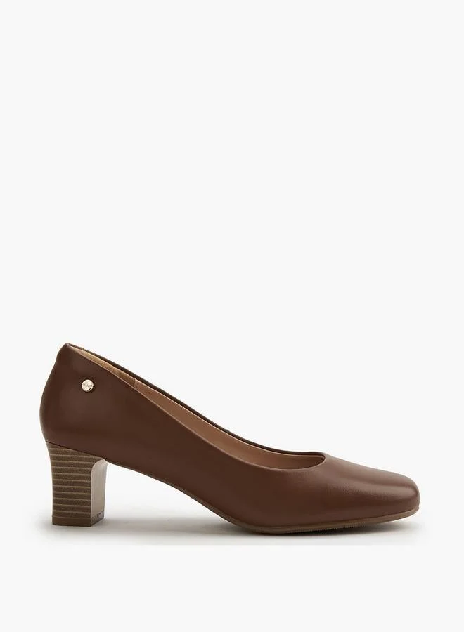 Celeste Solid Slip-On Pumps With Block Heel