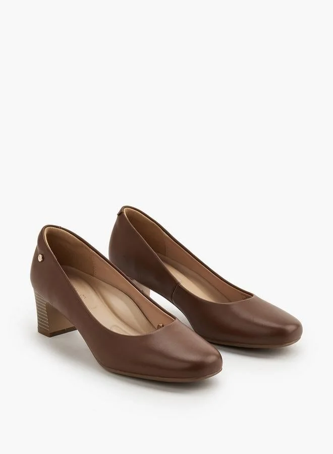 Celeste Solid Slip-On Pumps With Block Heel