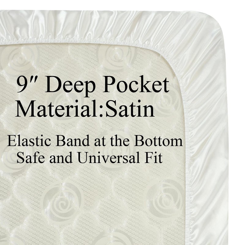 Knlpruhk Silk Fitted Crib Sheet 28" x 52" Surface (100% Pure Mulberry Silk) â€“ 9" Deep Pocket (Satin) for Baby Hair 19 Momme 6A High Grade Fibers Ultra Soft Smooth Breathable White - Image 4