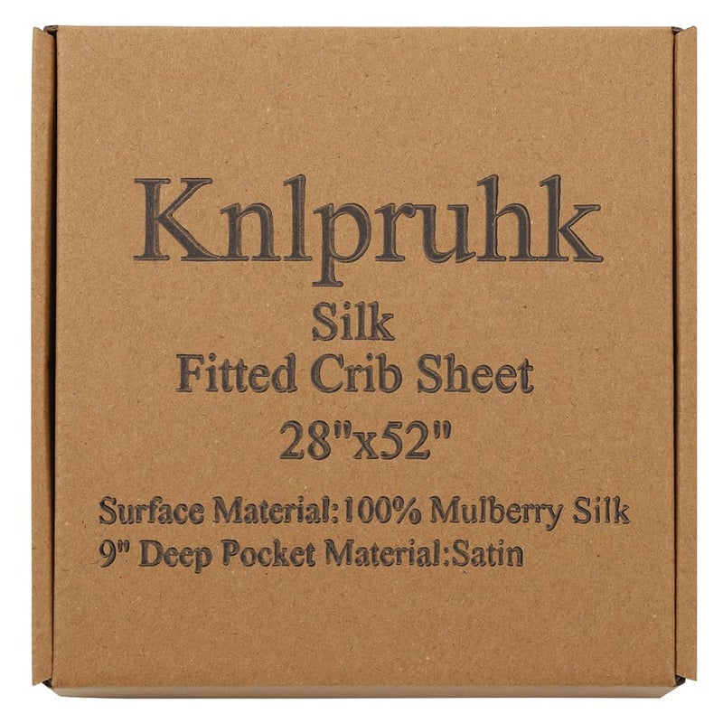 Knlpruhk Silk Fitted Crib Sheet 28" x 52" Surface (100% Pure Mulberry Silk) â€“ 9" Deep Pocket (Satin) for Baby Hair 19 Momme 6A High Grade Fibers Ultra Soft Smooth Breathable White - Image 3