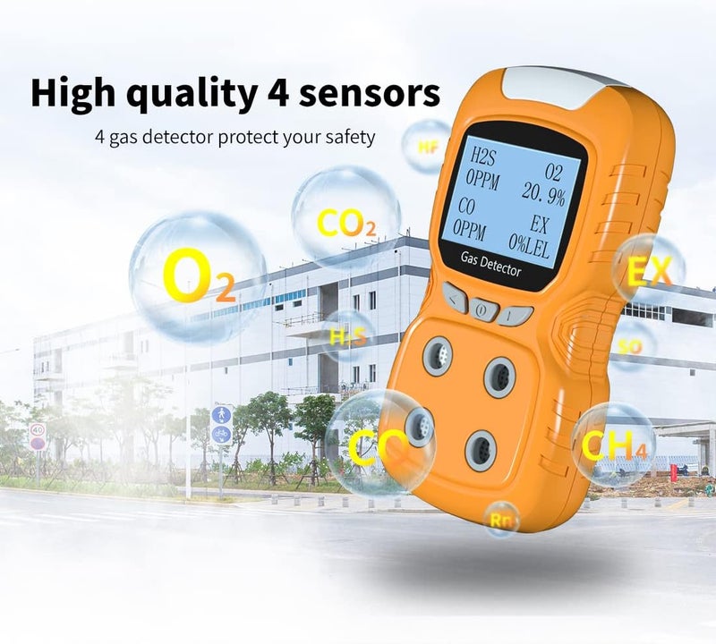 XLA Alert Portable Gas Detector, Gas Clip 4 Gas Monitor Meter Tester Analyzer, Rechargeable LCD Display Sound Light Shock Air Quality Tester, 2 Year Detector… - Image 5