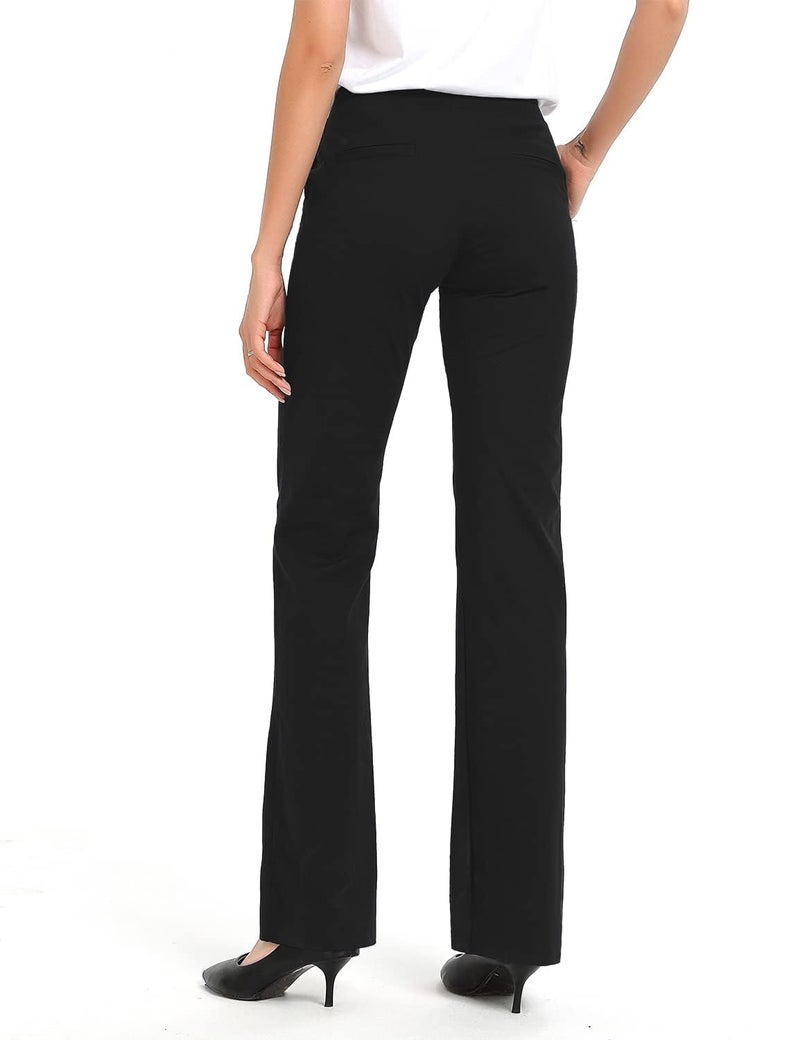 Safort 31" 34" Women Bootcut Yoga Tall Dress Pants Flare Long Trousers Work Stretchy Business Casual Slacks Pockets, 34", Black, M - Image 3