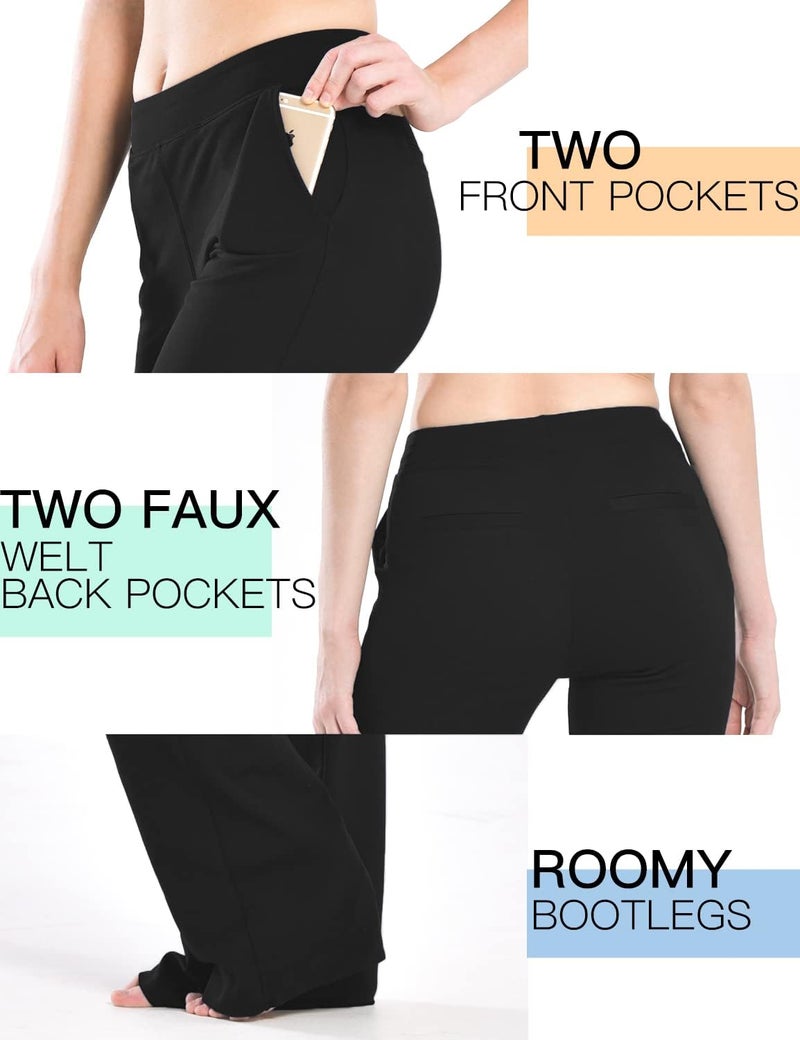 Safort 31" 34" Women Bootcut Yoga Tall Dress Pants Flare Long Trousers Work Stretchy Business Casual Slacks Pockets, 34", Black, M - Image 4