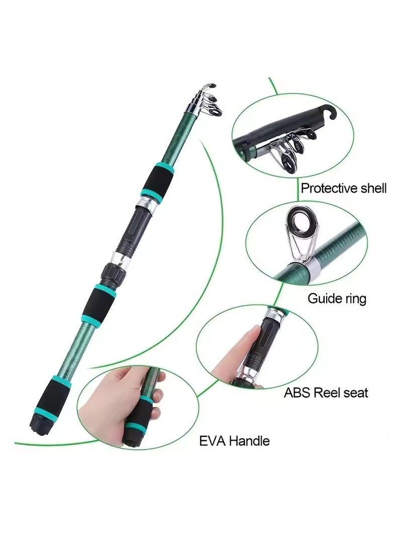 Fishing Pole Set Full Kits With Telescopic Fishing Rod And Spinning Reel Baits Hooks Travel Pole Set