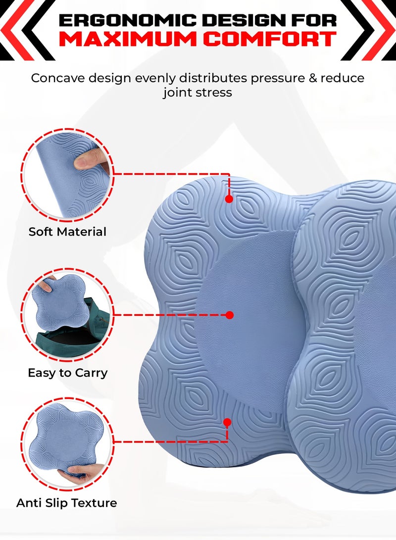 FIT TRIBE 2PCS Yoga Knee Pads for Women & Men, Extra Thick Foam Exercise Pads, Non-Slip Gym Cushion for Knees, Elbows & Hands, Lightweight & Durable Workout Accessories, Yoga Essentials (Blue) - Image 3
