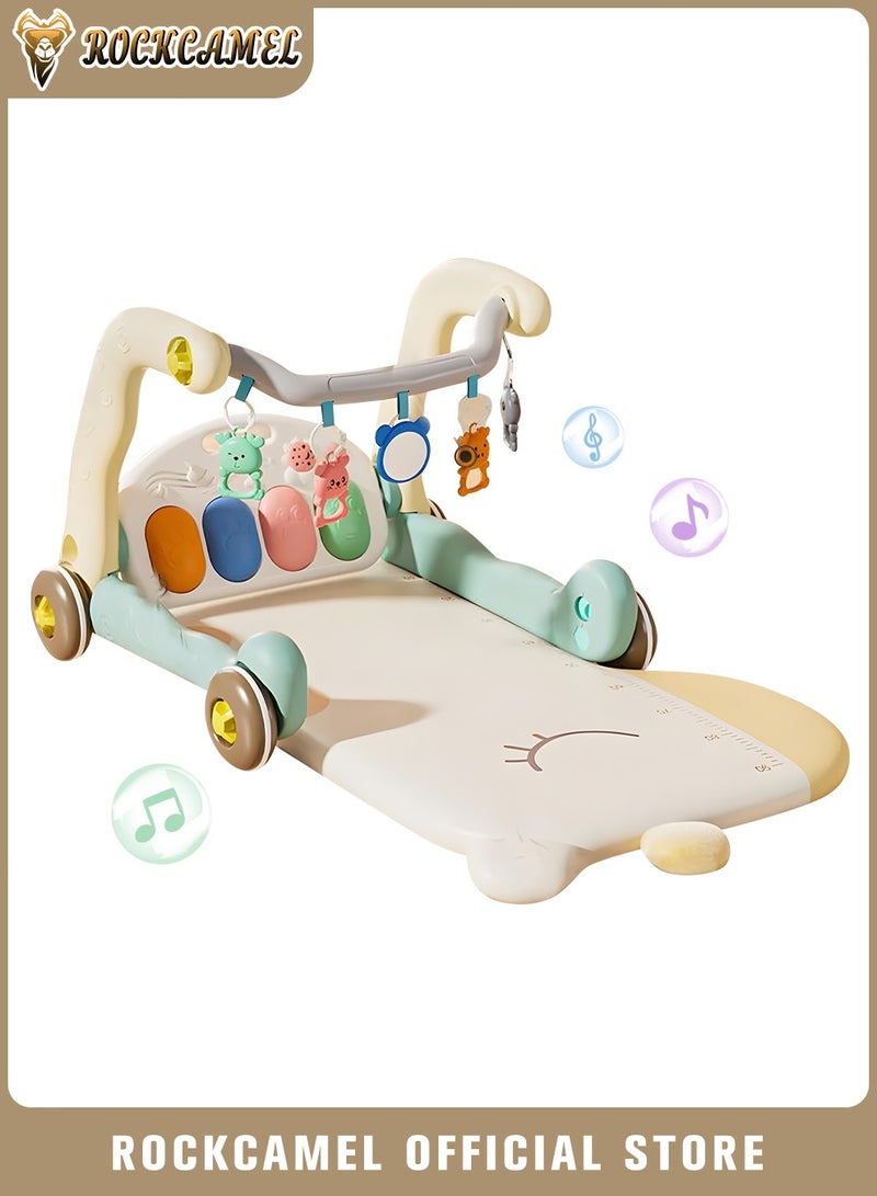 ROCKCAMEL سجادة ألعاب رياضية للأطفال، سجادات صالة الألعاب الرياضية للبيانو مع موسيقى وأضواء، سجادة وقت بطن سميكة طويلة قابلة للفصل 90 سم، ألعاب تعليمية إلكترونية موسيقية، مركز أنشطة للرضع والأطفال الصغار - Image 1