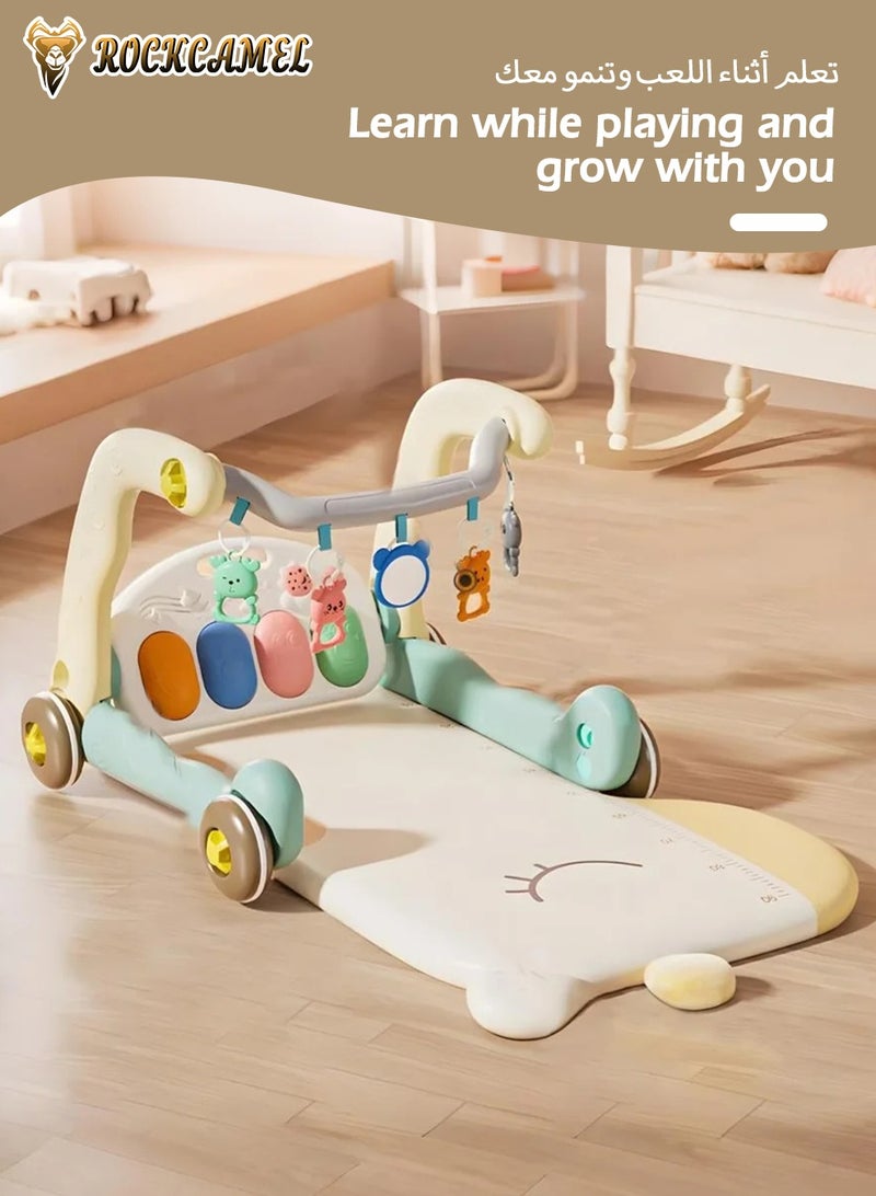 ROCKCAMEL سجادة ألعاب رياضية للأطفال، سجادات صالة الألعاب الرياضية للبيانو مع موسيقى وأضواء، سجادة وقت بطن سميكة طويلة قابلة للفصل 90 سم، ألعاب تعليمية إلكترونية موسيقية، مركز أنشطة للرضع والأطفال الصغار - Image 5