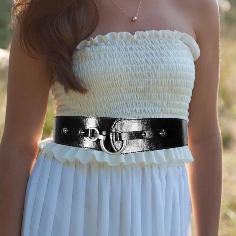 Women Elastic Belt Wide Waist Cinch Belt Fashionable Corset Belt for Women - Image 2