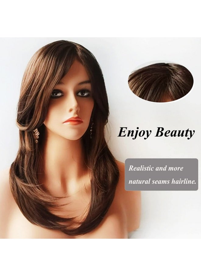 Auflaund Auflaund Natural Straight Brown Wig Side Part Long Daily Use Hair Wigs with Natural Wave for Women Stunning Heat Resistant Fiber Hair Wig Up to 150 Degree (HST33#/30#)  - Image 5