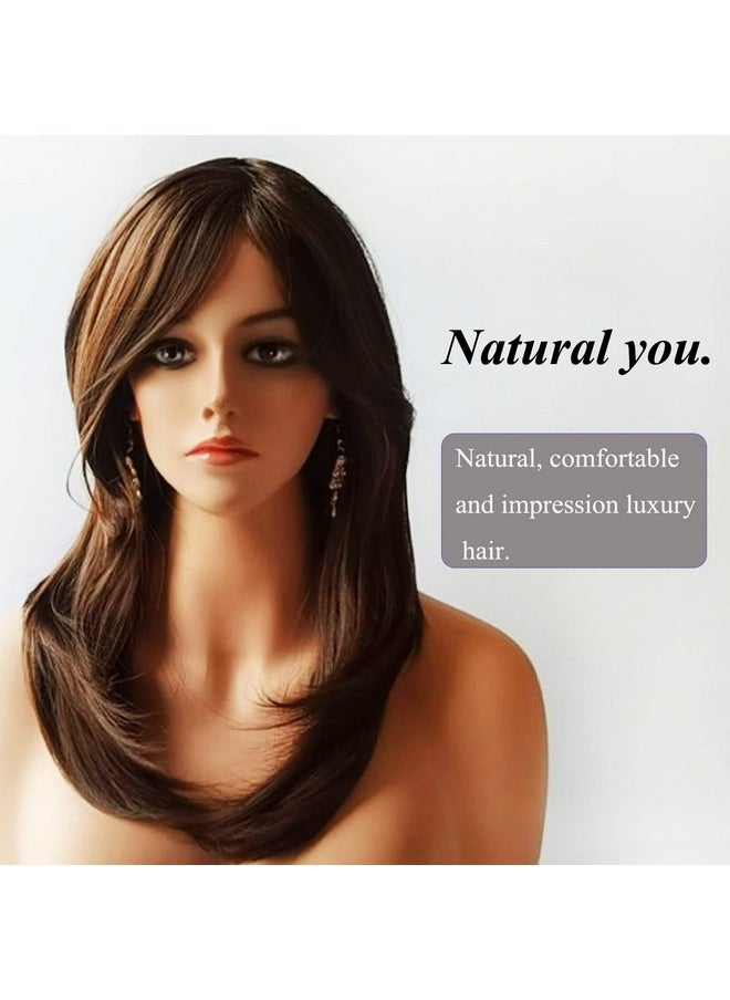 Auflaund Auflaund Natural Straight Brown Wig Side Part Long Daily Use Hair Wigs with Natural Wave for Women Stunning Heat Resistant Fiber Hair Wig Up to 150 Degree (HST33#/30#)  - Image 3