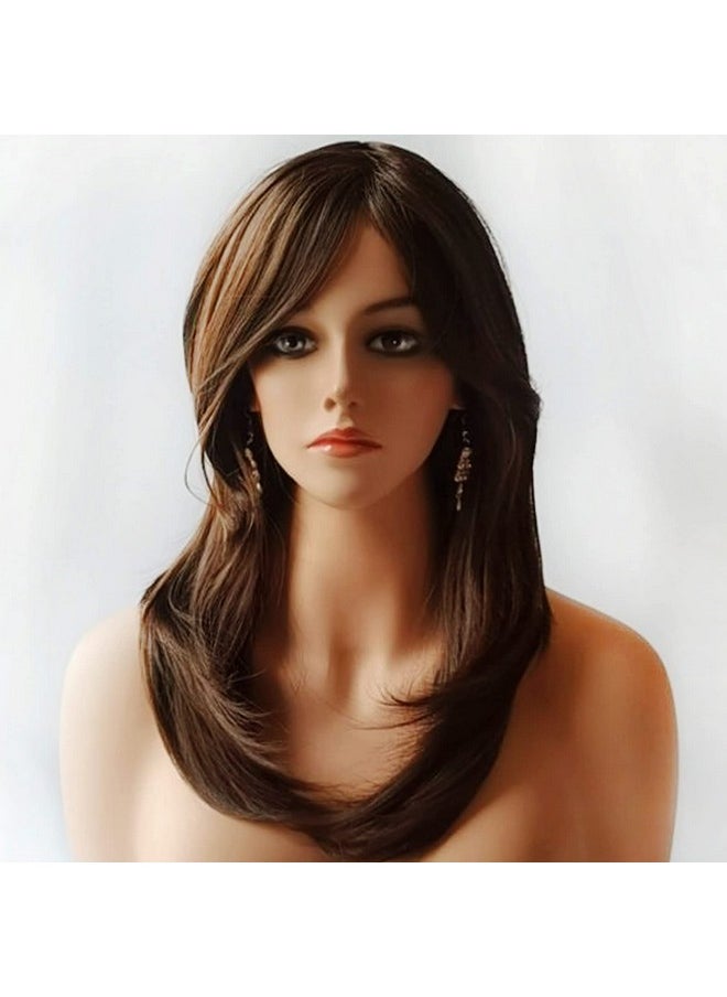 Auflaund Auflaund Natural Straight Brown Wig Side Part Long Daily Use Hair Wigs with Natural Wave for Women Stunning Heat Resistant Fiber Hair Wig Up to 150 Degree (HST33#/30#)  - Image 2