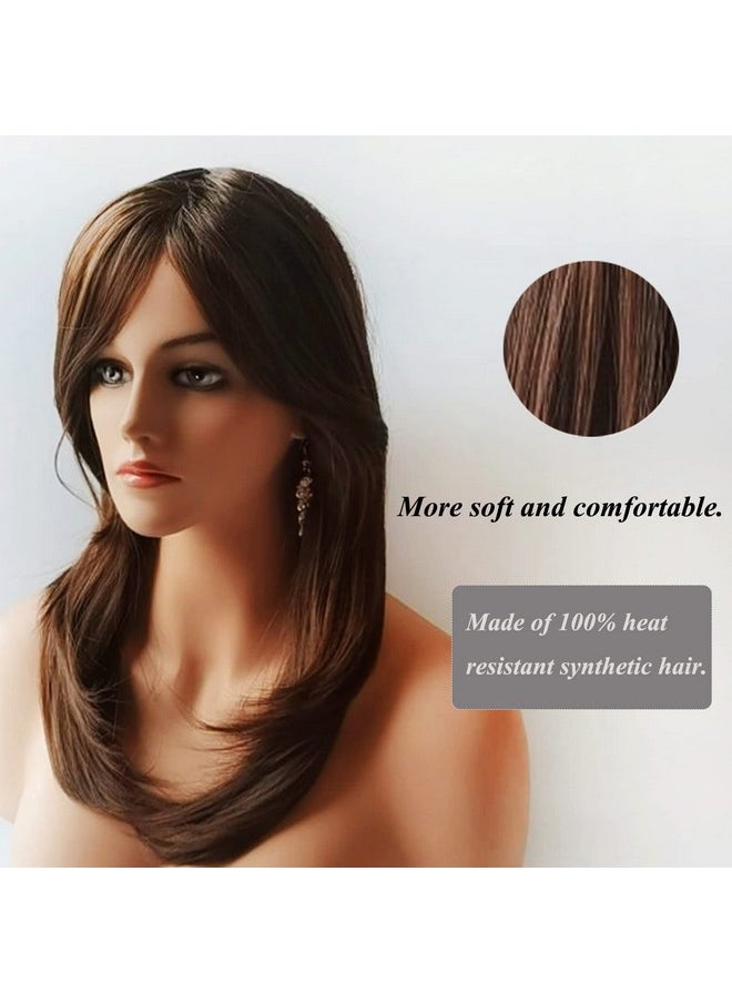 Auflaund Auflaund Natural Straight Brown Wig Side Part Long Daily Use Hair Wigs with Natural Wave for Women Stunning Heat Resistant Fiber Hair Wig Up to 150 Degree (HST33#/30#)  - Image 4