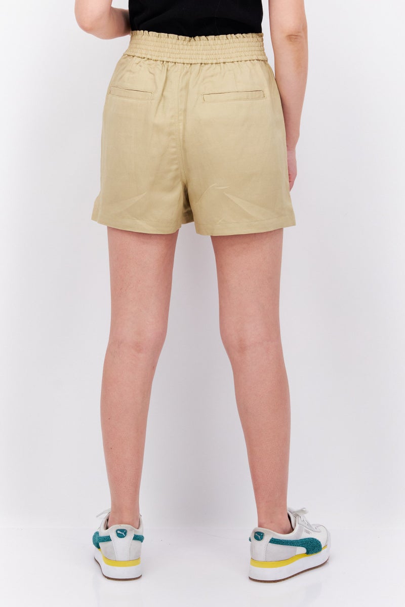 ESPRIT Women Solid Pull On Basic Shorts, Beige - Image 3